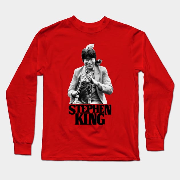 A young Stephen King covered in cats. Long Sleeve T-Shirt by Nefarioso